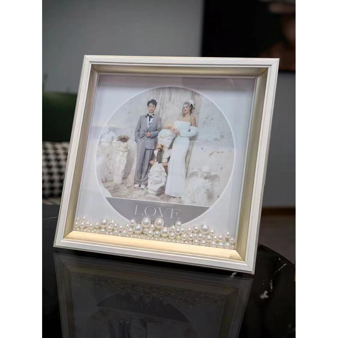 珍珠桌相框个性化照片婚纱照婴儿照片简单现代方桌礼品