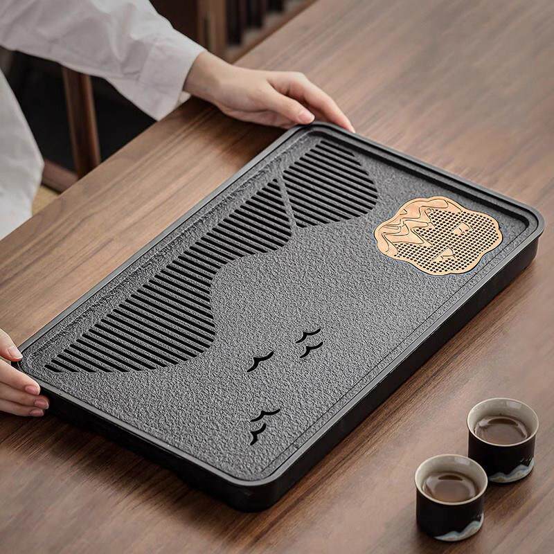 小型茶盘家用茶托盘2025新款客厅高档彷乌金石干泡小茶台茶海茶具