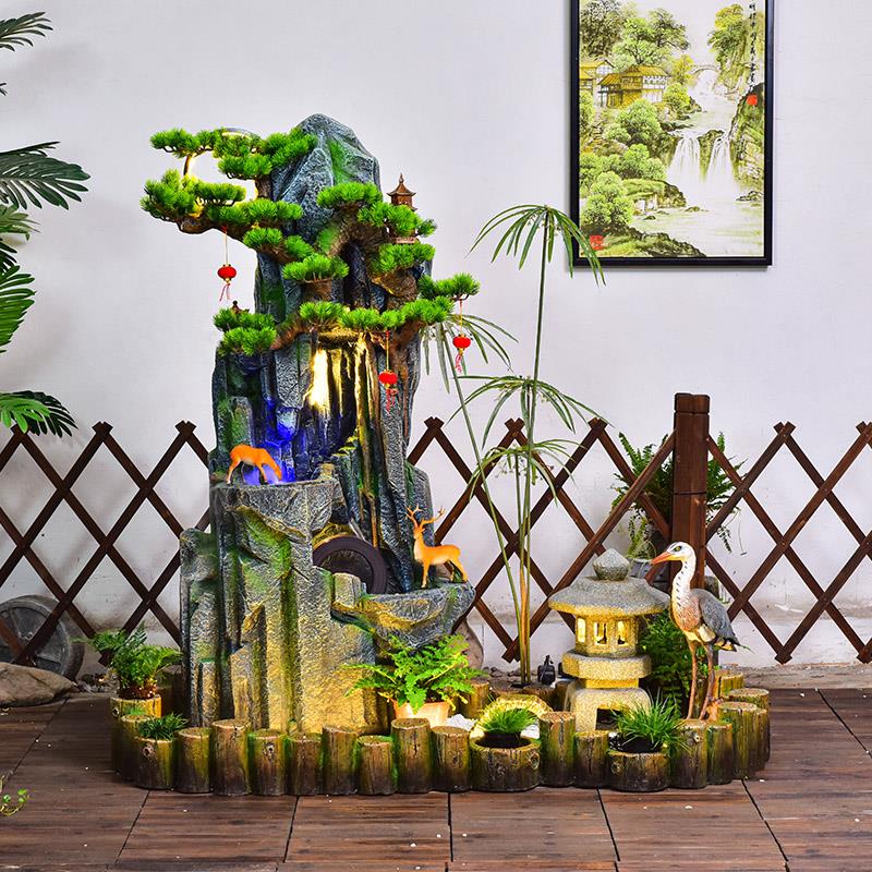 大型假山流水喷泉风水轮招财摆件办公室加湿器客厅鱼池循环造景观