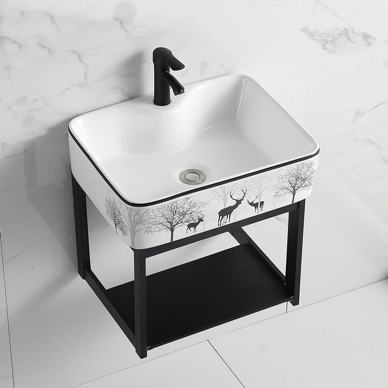 简约小户型洗手盆柜组合卫生间挂墙式洗脸盆家用阳台陶瓷洗漱池台