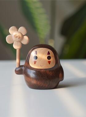 檀木宫崎骏无脸男摆件可爱实木桌面装饰有钱花送朋友礼物工艺品