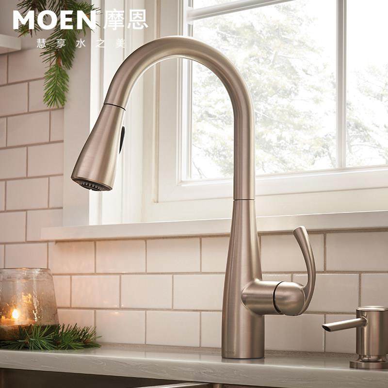 摩恩厨房冷热水槽龙头抽拉式洗菜盆龙头铜质可旋转7594SRS/68000,家装主材,厨房龙头,淘宝优惠券,粉丝福利购,淘宝优惠卷