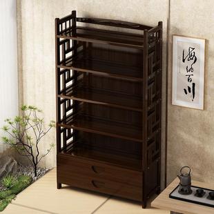 客厅家用博古架茶室茶具储物架 茶水架茶叶置物架多层落地收纳中式