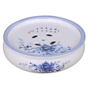 泡茶具家用干泡托盘储水茶杯办公室会客 陶瓷圆形功夫茶具茶盘套装
