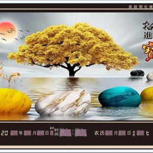 掛鐘大裝 飾畫插電壁掛鐘 家用數碼 萬年歷電子鐘表led夜光客廳個性