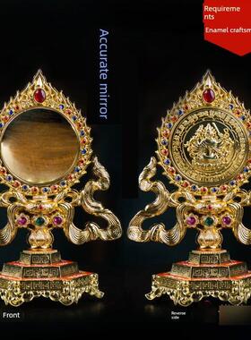 安全镜铜镜室内摆件纯体佛菩萨挂摆件铜镜镀金家居摆件