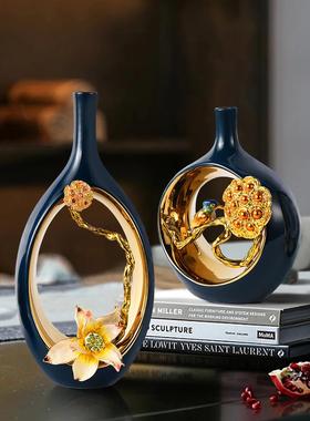 珐琅彩花瓶陶瓷工艺品摆件客厅玄关酒柜电视柜轻奢高档家居装饰品