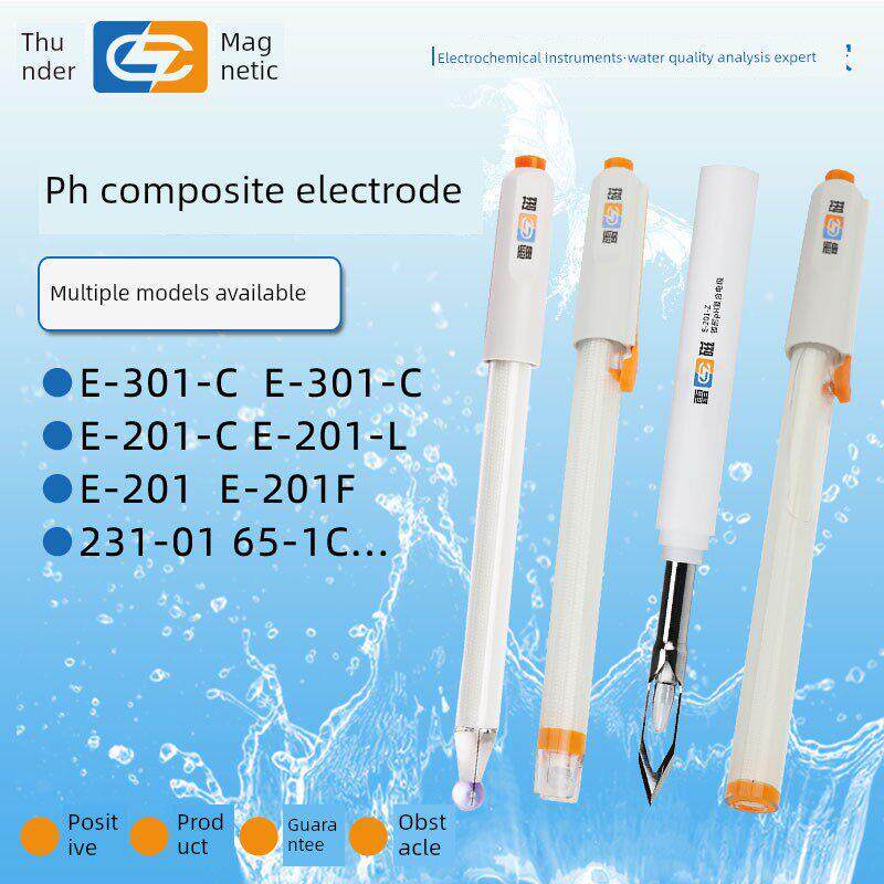 上海雷磁铁Ph覆合电极E-201-C/E-301F实验室酸度计Ph计圆锥平面