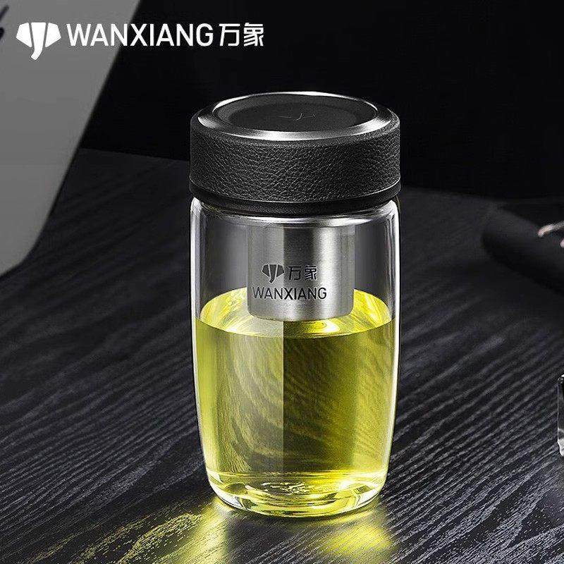 万象玻璃杯单层加厚矮胖商务带滤网泡茶鹅蛋水杯定制U16/U65/U194,餐饮具,玻璃杯,淘宝优惠券,粉丝福利购,淘宝优惠卷