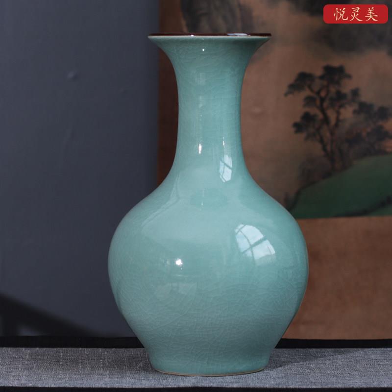 仿古官窑冰裂釉陶瓷花瓶景德镇瓷器摆件客厅书房玄关博古架装饰品