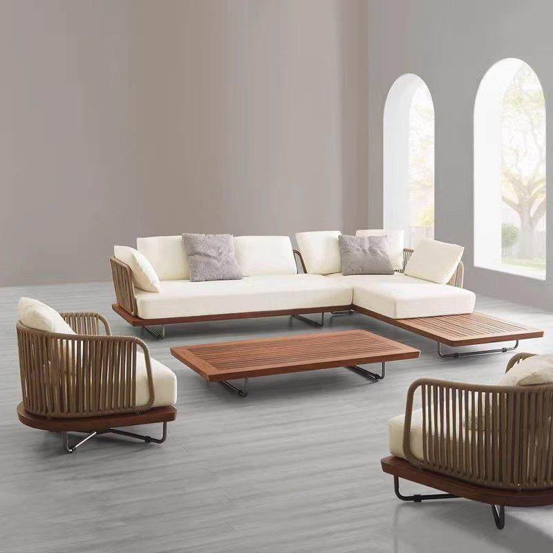 北欧户外沙发室外休闲露天岩板茶几庭院花园实木懒人藤编家具组合,住宅家具,户外沙发,淘宝优惠券,粉丝福利购,淘宝优惠卷