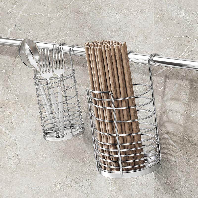 新款304不锈钢筷子筒刀叉架壁挂式筷笼勺子收纳架厨房台面餐具篓,餐饮具,餐具笼/架,淘宝优惠券,粉丝福利购,淘宝优惠卷