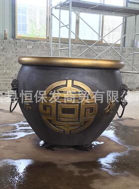 1米直径铜缸铜狮子头缸室外庭院别墅门口铜盛水荷花缸工艺摆设