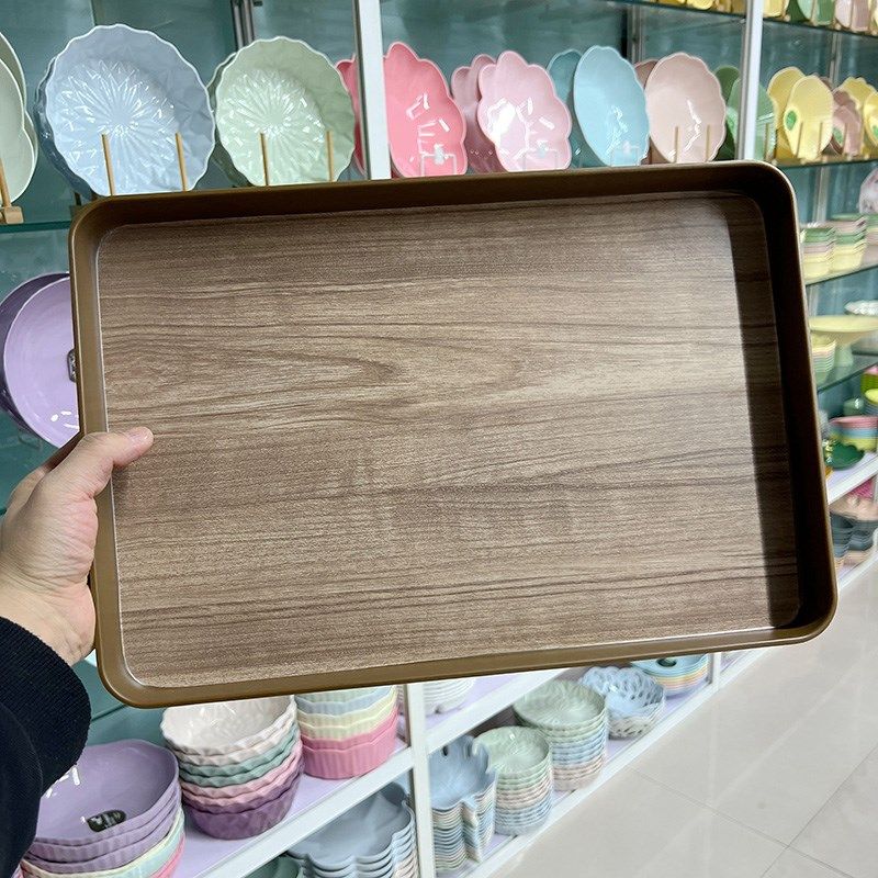 仿木纹图案长方形水杯水壶杂物水果商用大托盘托家用店面拍摄道具,餐饮具,餐用托盘,淘宝优惠券,粉丝福利购,淘宝优惠卷