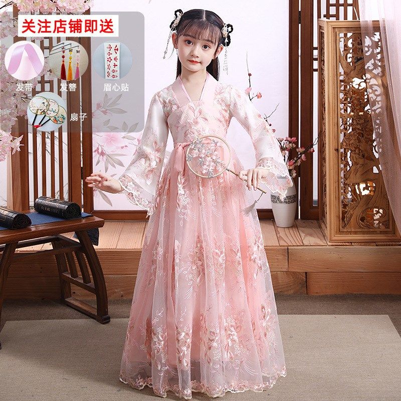 舞蹈演出服儿童古装春三月小城谣表演服装古风六一节表演服装