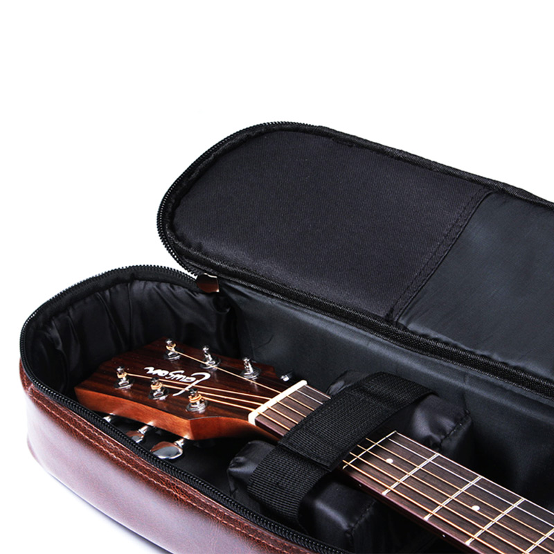 加厚皮质吉他包PU皮革民谣吉他包40寸41寸木吉它V包防水双肩琴包