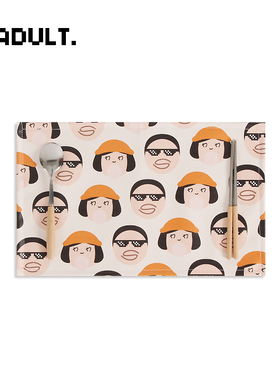 SADL可爱卡通橙厨房家用P皮革防水防J油西餐餐垫杯碗垫儿童餐布