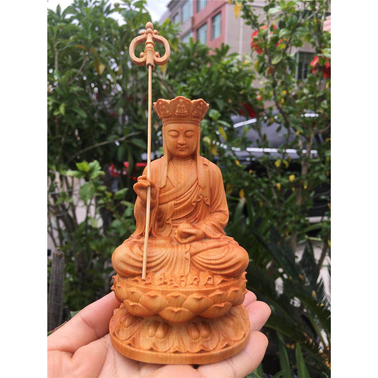 崖柏木雕地藏王菩萨摆件实木雕刻明清佛像家居客厅装饰工艺品