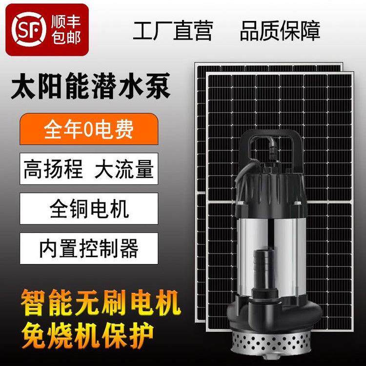 太阳能抽水泵大功率无刷直流潜水泵农田灌溉电动车高扬程抽水机