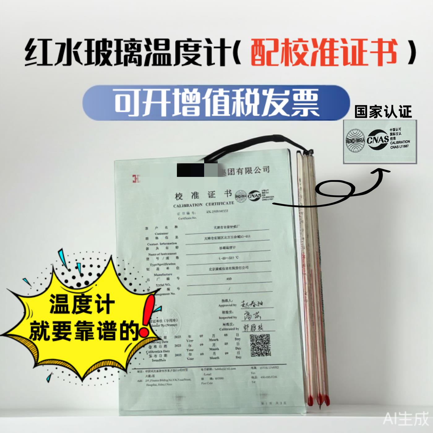 红水红液玻璃温度计表校准证书测水温家用实验室工业50-100-150度