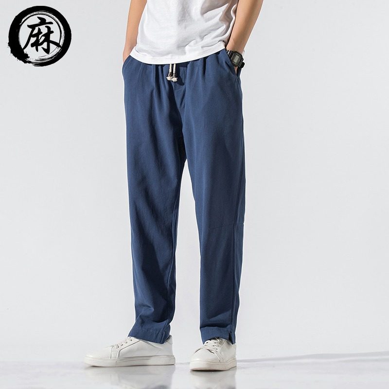 中式棉麻宽松休闲裤国潮男士亚麻大码直筒裤中国风春夏哈伦裤长裤,男装,秀禾服,淘宝优惠券,粉丝福利购,淘宝优惠卷