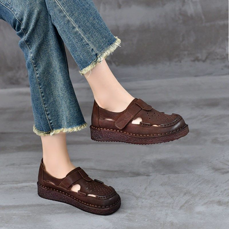 妈妈凉鞋女真皮软底女鞋镂空透气洞洞鞋牛筋底防滑超软中老年皮鞋,女鞋,罗马凉鞋,淘宝优惠券,粉丝福利购,淘宝优惠卷