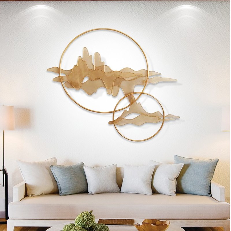 新中式客厅墙饰入户玄关r墙面装饰创意立体沙发墙壁饰铁艺壁挂直