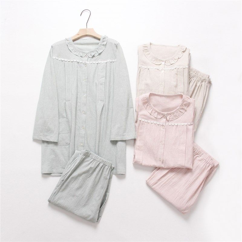 日系简约水洗全棉孕妇家居服套装 春秋产妇月子服大码哺乳套装,孕妇装/孕产妇用品/营养,家居服套装,淘宝优惠券,粉丝福利购,淘宝优惠卷