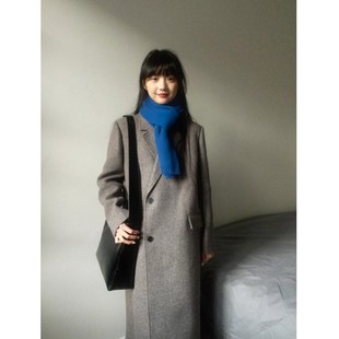 灰色呢子大衣女2024秋冬新款毛A呢外套冬天小个子中长款韩系赫本