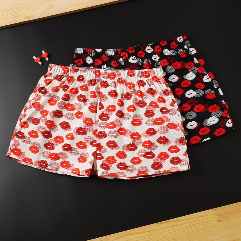 男士宽松纯棉阿罗裤居家男大码全棉内裤青年睡裤四角印花平角裤