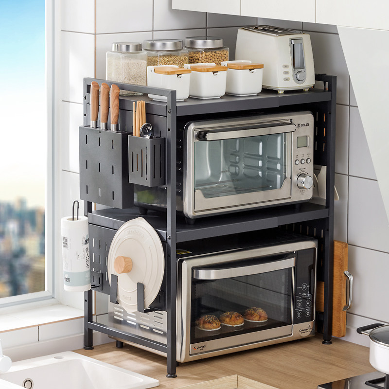 可伸缩厨房置物架微波炉架子烤箱收纳家用双层台面桌面多功能橱柜,厨房/烹饪用具,厨房置物架/置物柜/角架,淘宝优惠券,粉丝福利购,淘宝优惠卷