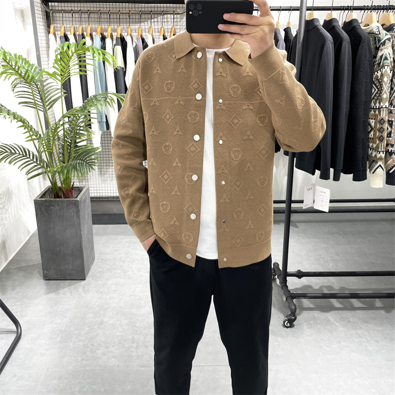 春季新款提花针织开衫男韩版休闲翻领毛衣外套青年夹克线衫上衣潮,男装,针织衫/毛衣,淘宝优惠券,粉丝福利购,淘宝优惠卷