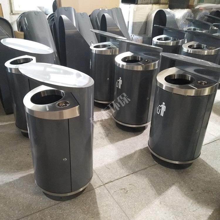 深圳市政道路垃圾桶圆柱形户外其他垃圾收集容器室外钢制板果皮箱