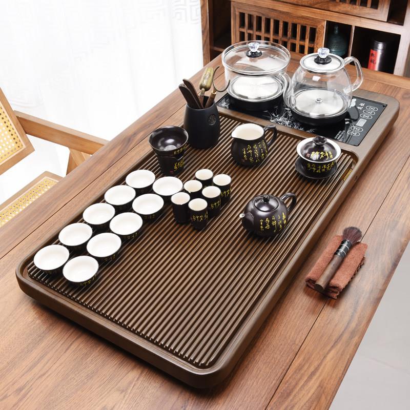 秉纯茶具套装家用整套功夫茶具办公室会客全自动茶盘台烧水壶一体