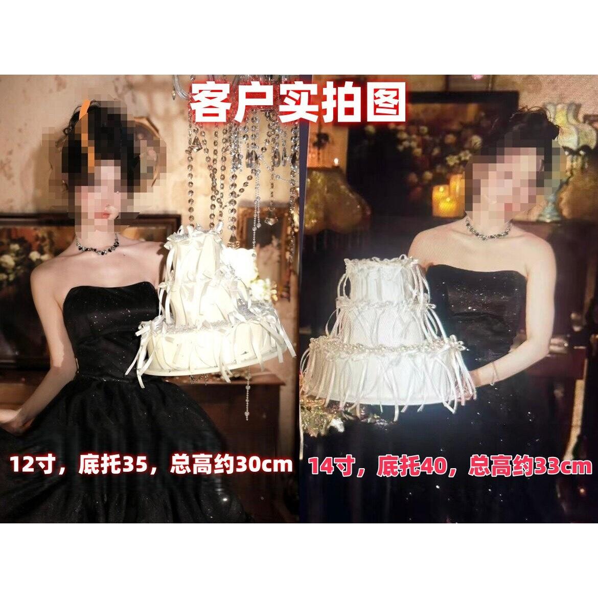 2026新款3层07白色婚礼主题彷真蛋糕模型 橱窗家居装饰样品道具
