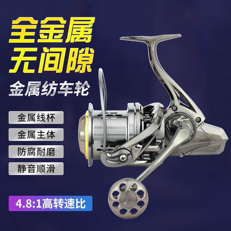 全金属锚鱼轮远投轮旋入式防海水轴承海钓鱼轮海竿渔轮摇机纺车轮