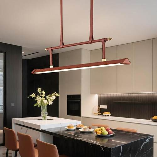 意大利后现代极简长条皮带饭厅吊灯设计师创意岛台吧台样板间艺术