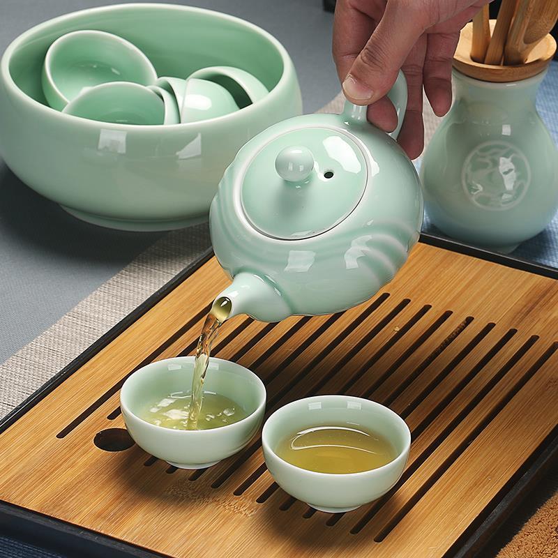 陶瓷功夫茶具整套家用办公泡茶器茶壶盖碗茶杯洗茶道精致定制套装