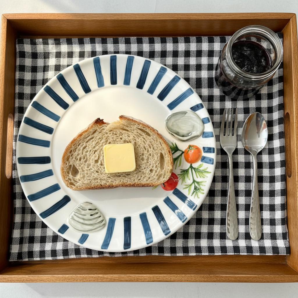 ins风儿童餐具盘子西餐盘甜点蛋糕盘意面盘家用菜盘碟子陶瓷餐盘