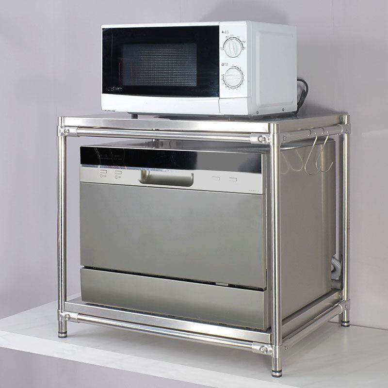 不锈钢厨房置物架置地式微波炉烤箱架可定制洗碗机消毒柜整理架子