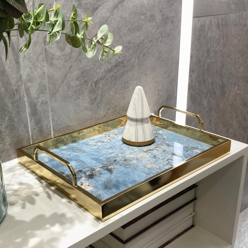 高档轻奢托盘家用客厅简约果盘茶盘水杯长方形糕点餐盘下午茶收纳