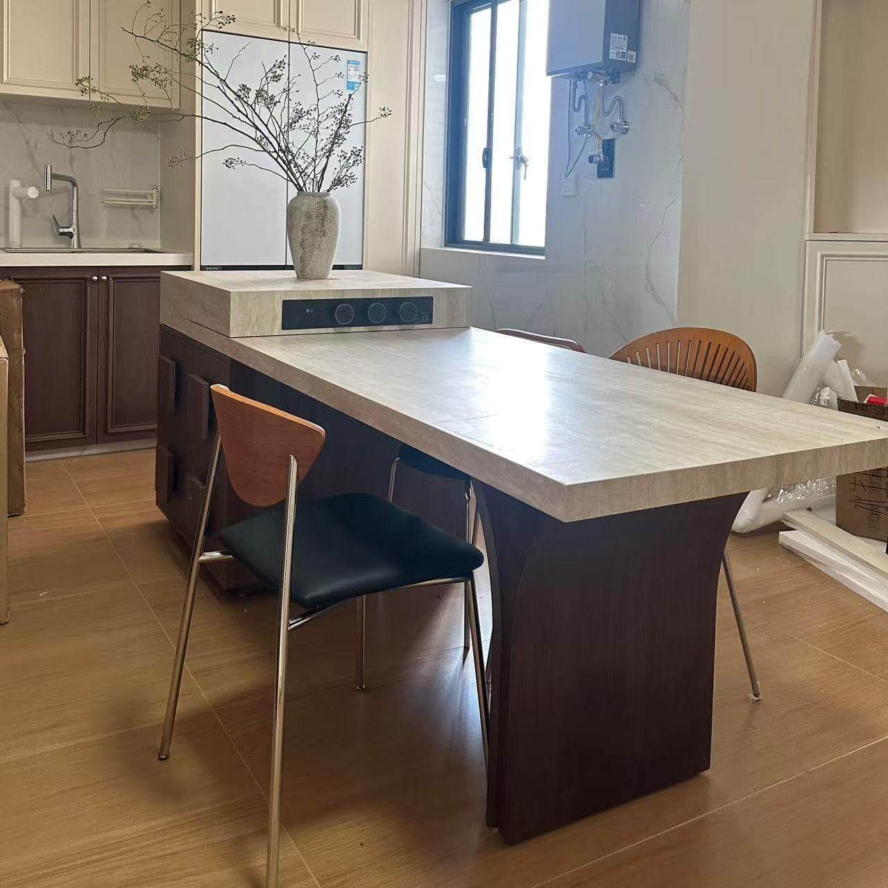 中古风岛台餐桌一体可伸缩家用小户型多功能岩木导台西厨岛台定制,住宅家具,岛台餐桌,淘宝优惠券,粉丝福利购,淘宝优惠卷