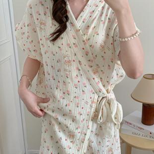 浴巾浴袍女夏季 纯棉纱布裹巾吸水透气性 纯棉纱布浴袍女家用可穿式