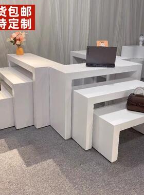 陈列台靠墙柜白色烤漆体验桌展示台演讲台桌长方形体验台手机数码