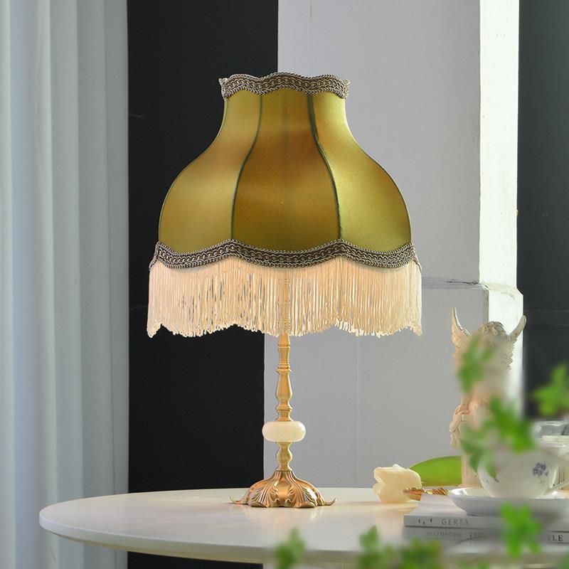 诗享家 法式覆古西洋古董风黄铜流苏台灯 Vintage中古客厅卧室灯