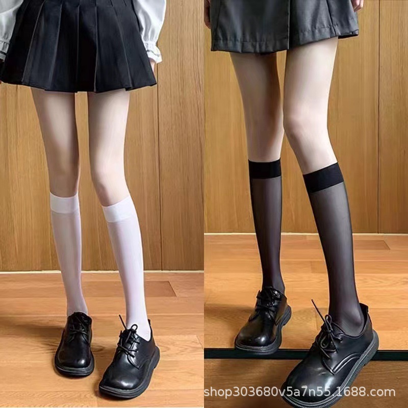 小腿袜女白色丝袜半截夏季薄款