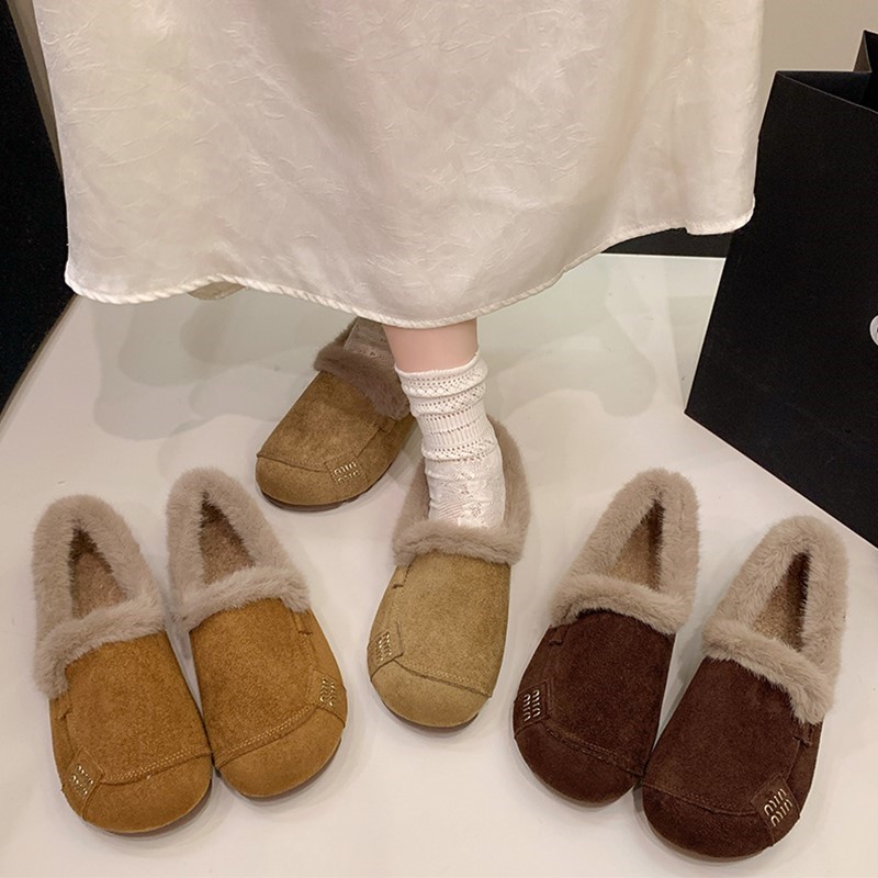 复古加绒毛毛鞋女冬外穿2025新款