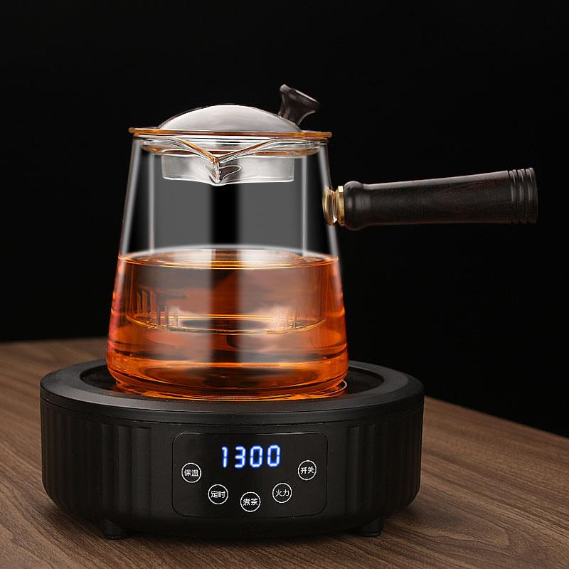 大容量侧把玻璃茶壶蒸煮双用壶 黑茶煮茶器蒸汽煮茶壶过滤泡茶壶