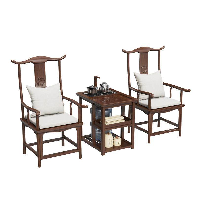 茶桌主人椅泡茶椅官帽椅实木太师椅电脑椅书椅餐桌椅靠背牛角椅子