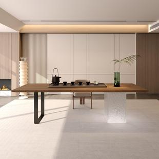 亚克力小茶台 实木家用阳台茶桌椅组合网红原木大板桌餐桌2024新款